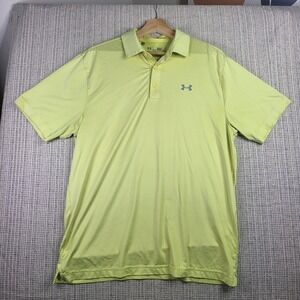 Under Armour‎ Shirt Mens Large Yellow HeatGear Loose Golf Athletic Performance